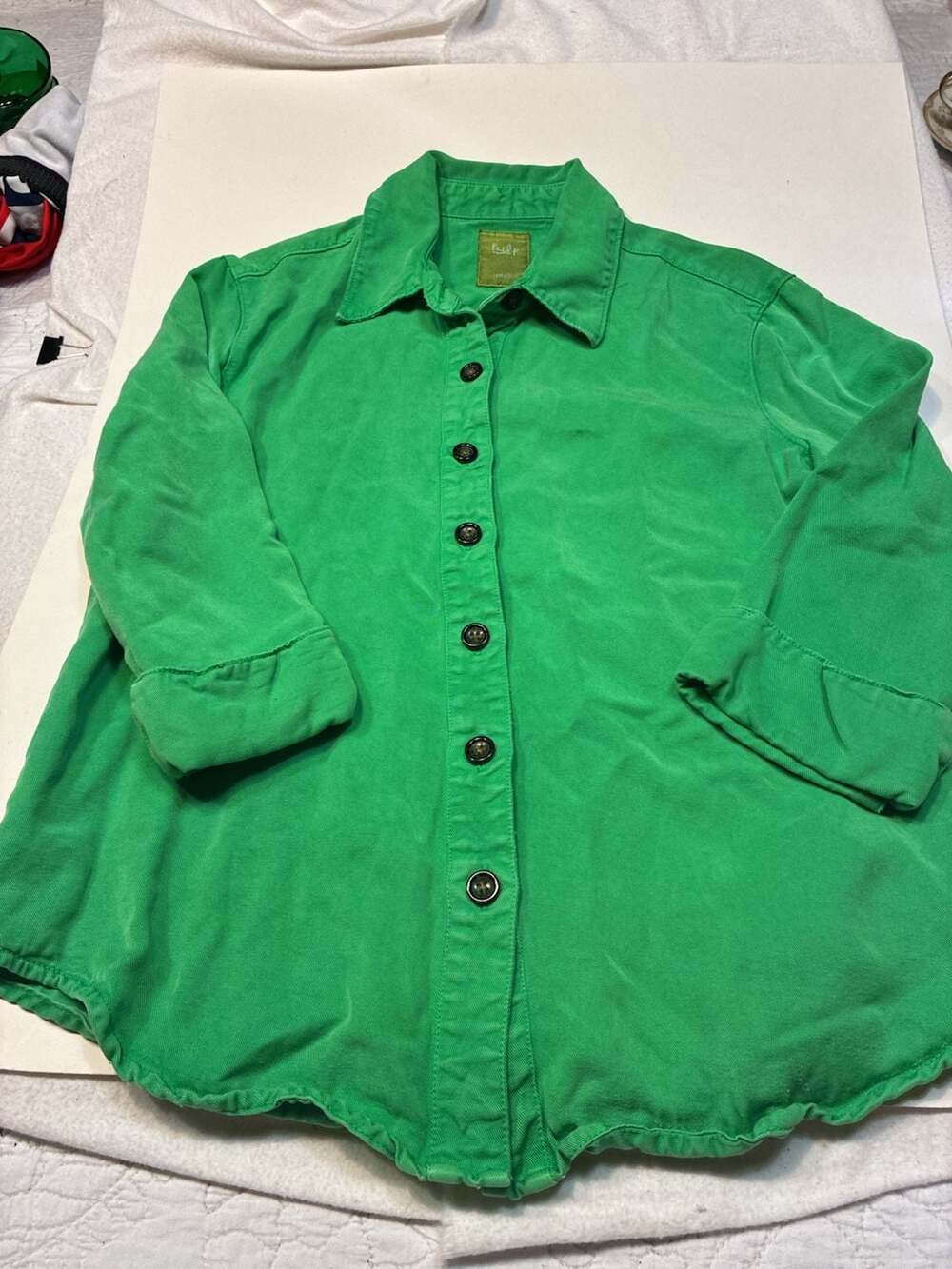 Pulp Women's Green Button-Down Utility Shirt Jacket